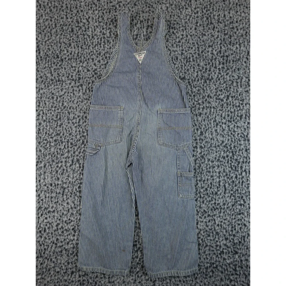 OshKosh Bgosh Hickory Stripe Denim Overalls Kids Blue White Vestbak Carpenter